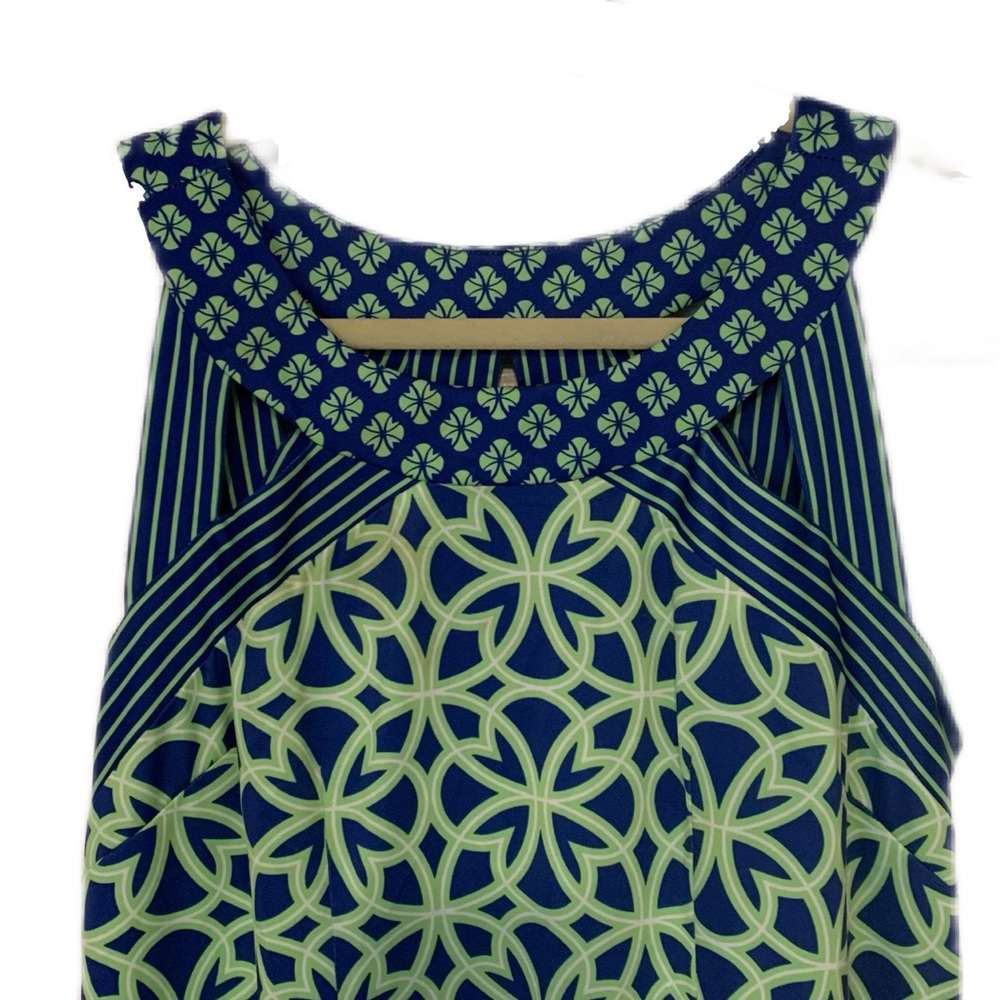 Gretchen Scott Designs SZ S Blue/Green Jersey Isosceles Cut Out Dress - Picture 3 of 7